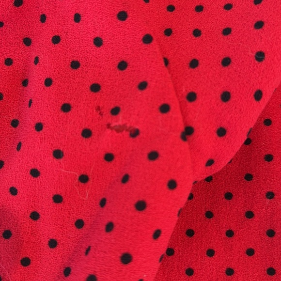 Vintage Valentino Suit. Tomato Red and Black Polka Dot Silk Lined -European 6 - Picture 12 of 15